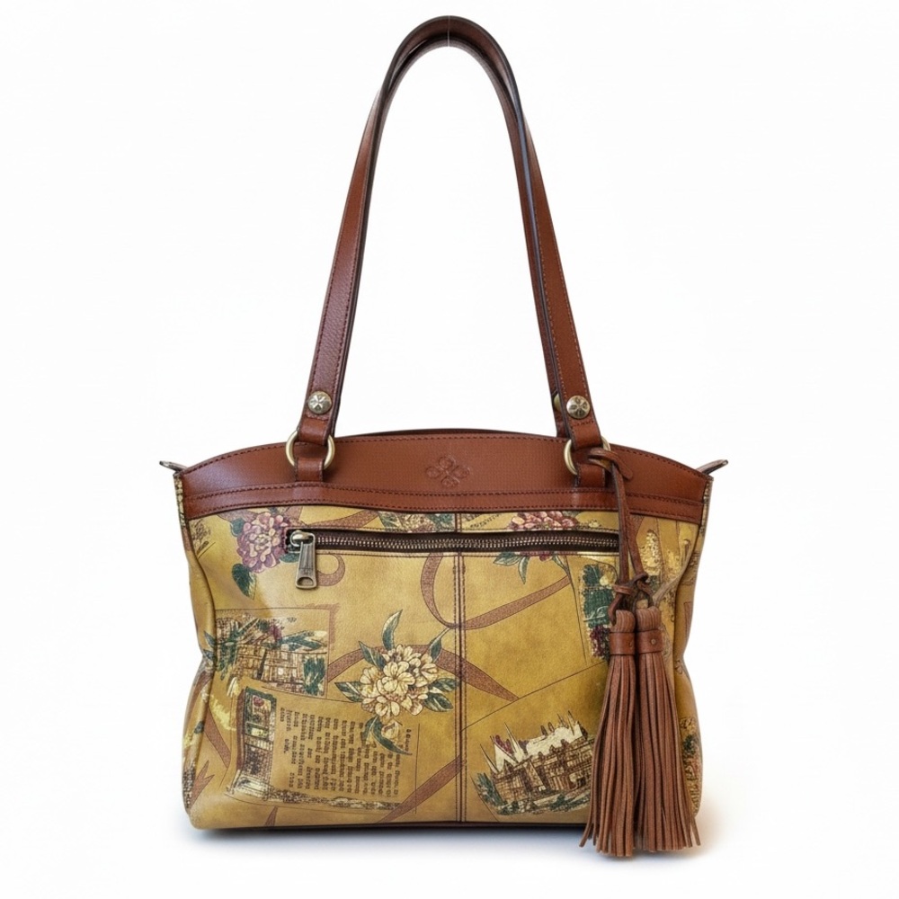 Patricia Nash Poppy Tote in the iconic "My European Trip" print. EUC